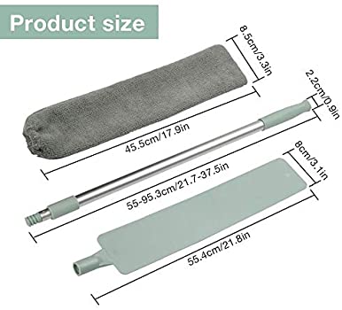 Microfiber Duster,Adjustable Bedside Dust Brush Long Handle Mop
