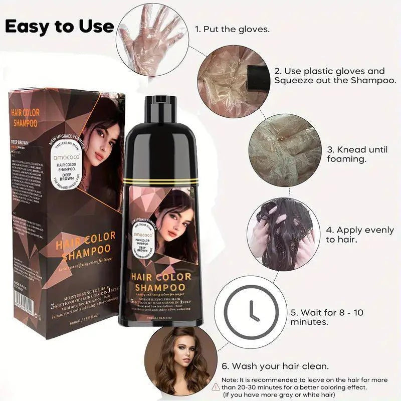[3-in-1 Hair Color Shampoo] Amococo 3-in-1 Hair Color Shampoo