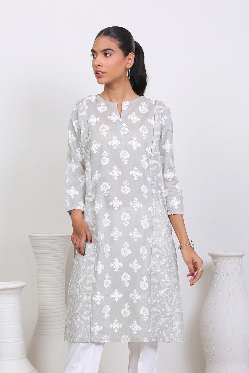 MYSTIQUE PRINT BLOCKED KURTA WITH TROUSER